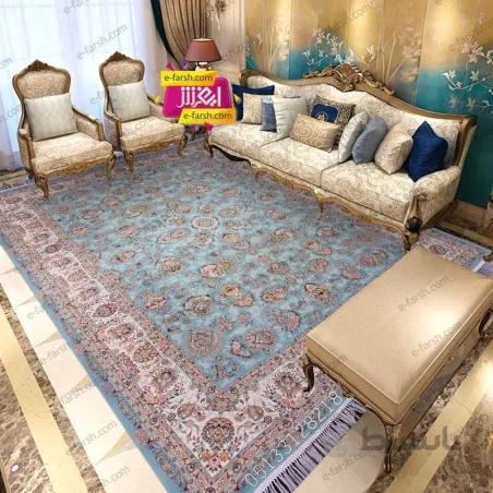 فرش ماشینی مشهد طرح 815016 آبی