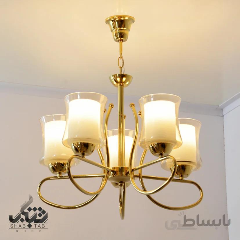 لوستر آویز پنج شعله طلا کد 815
