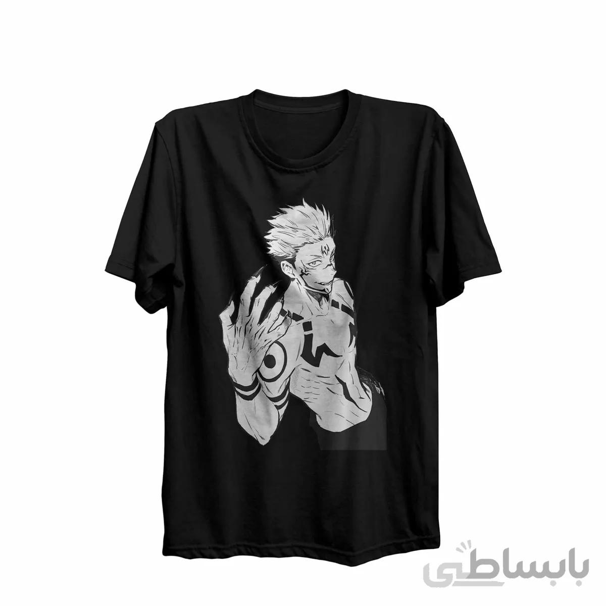 تیشرت یقه گرد مشکی طرح انیمه جوجوتسو کایسن Jujutsu Kaisen کدKCT10432