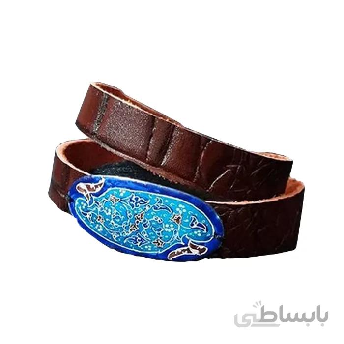 دستبند میناکاری چرم مردانه کد DAM-01