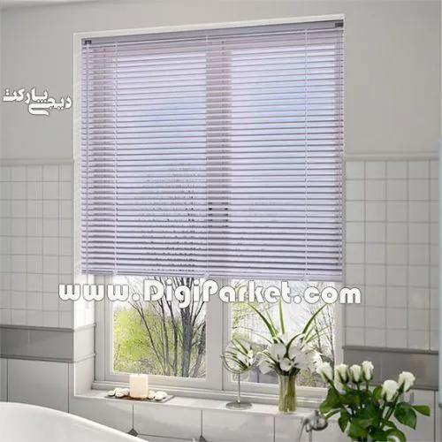 پرده کرکره فلزی نیلی کمرنگ مات ۲۵ میلیمتری Pa05