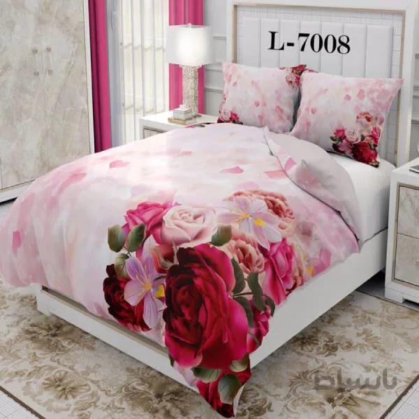 روتختی سه بعدی ساتن ابریشم ترک طرح گلدار - کد 7008