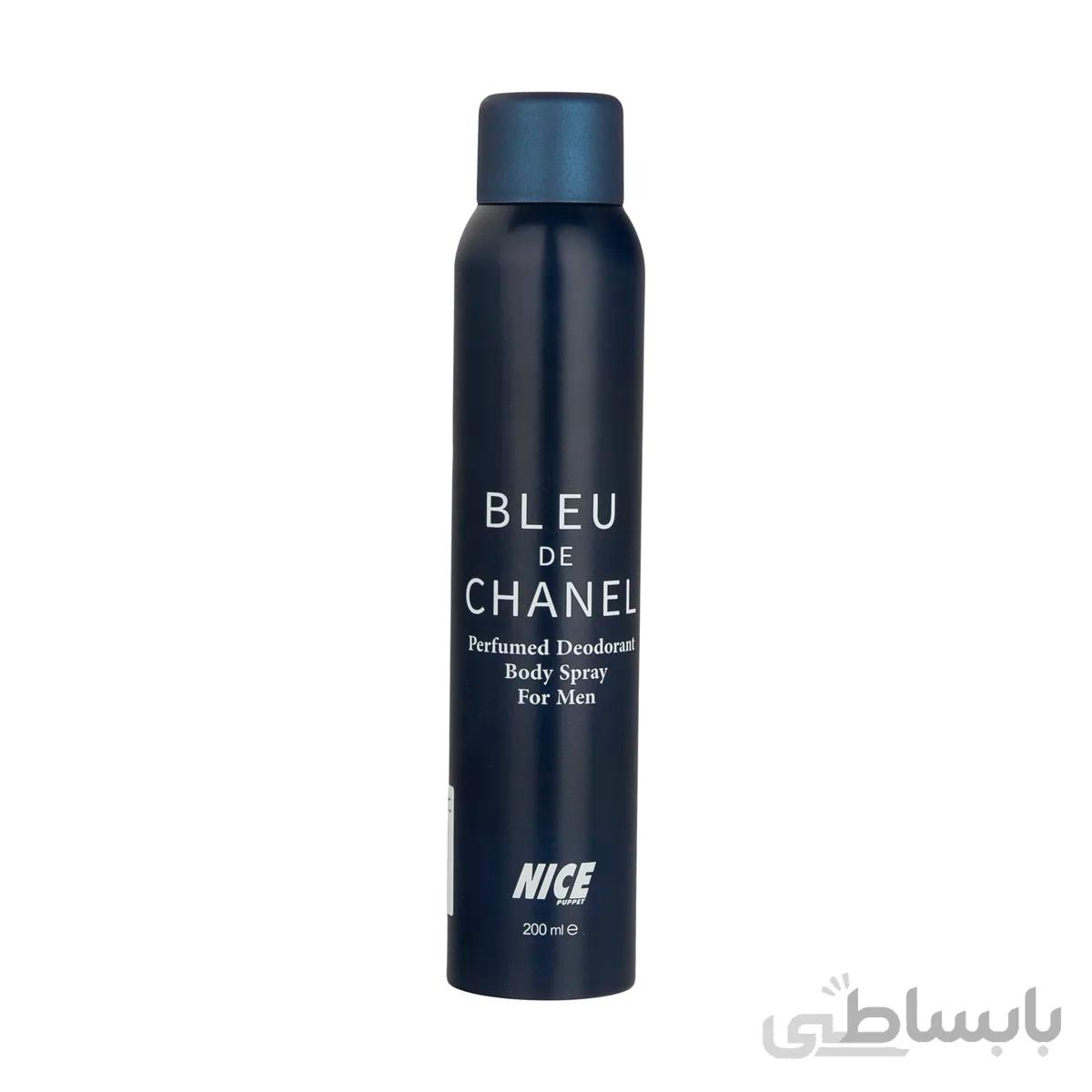 اسپری خوشبو کننده مردانه نایس NICE رایحه ادکلن بلو شنل BLEU SHANEL ا NICE BLEU SHANEL Spray For men 200ml