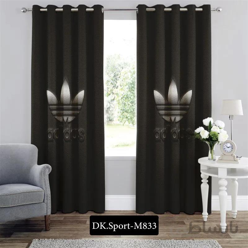 پرده پانچی (هازان و مخمل) کد DK.S.M833 طرح اسپرت آدیداس دو رنگ