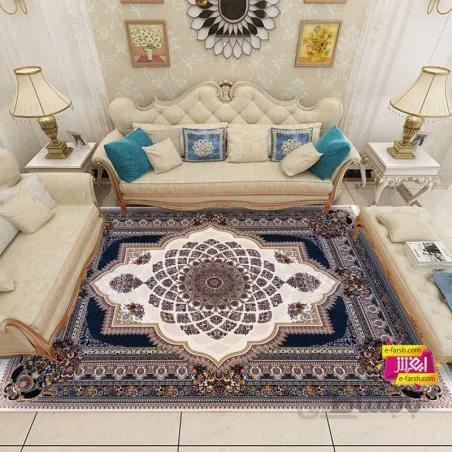 فرش ماشینی زمرد مشهد طرح 25036 کرم