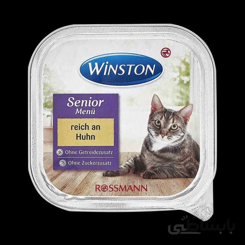 غذای کاسهای گربه مسن وینستون مدل Winston Senior Chicken وزن 100 گرم