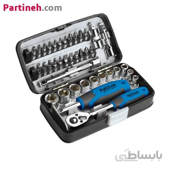 جعبه بکس 38 پارچه 1/4 اینچ نووا مدل NTS-7303 ساخت تایوان ا Nova 38 Pcs 1/4 inch Socket & Bits Set NTS-7303