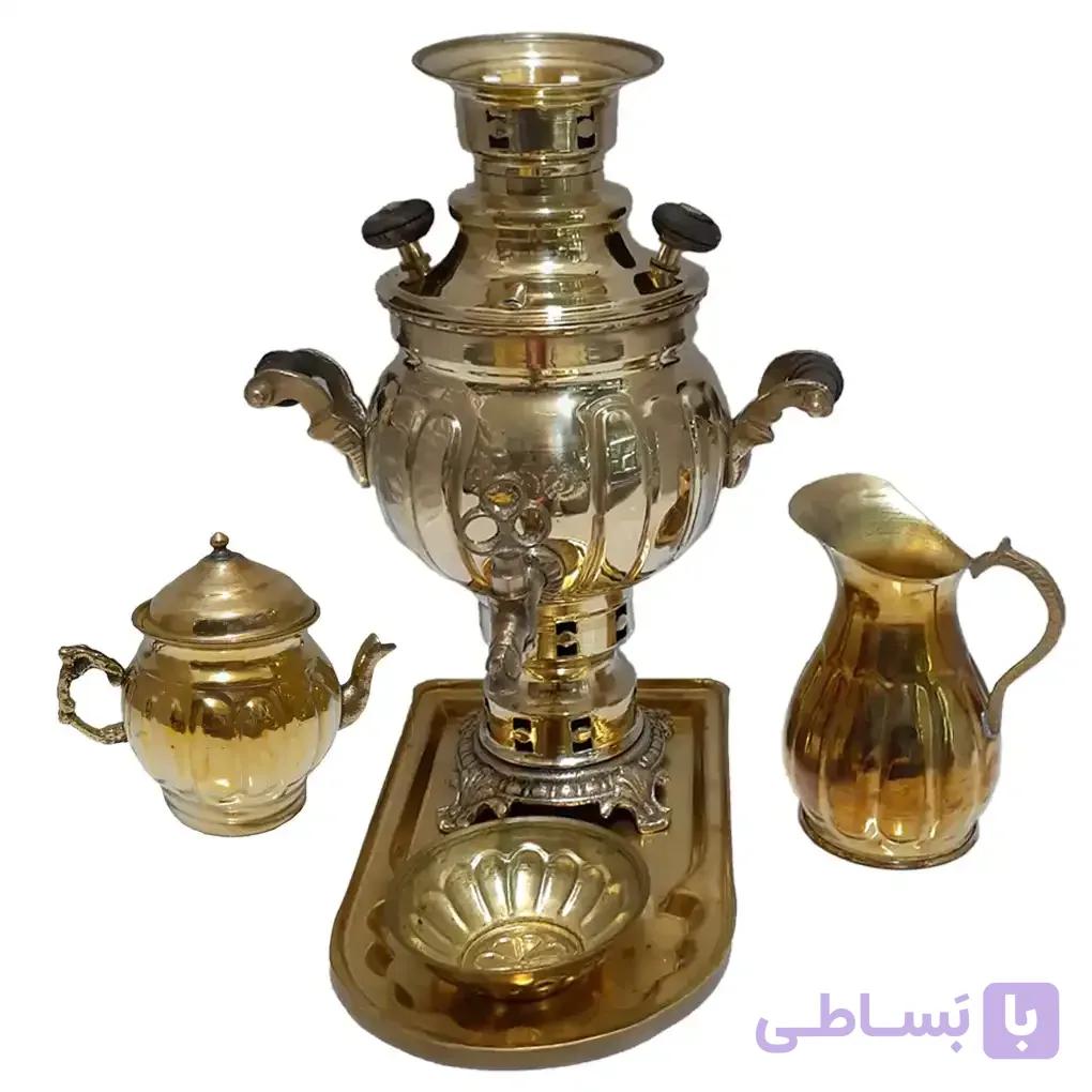 سرویس سماور برنجی مدل زغالی