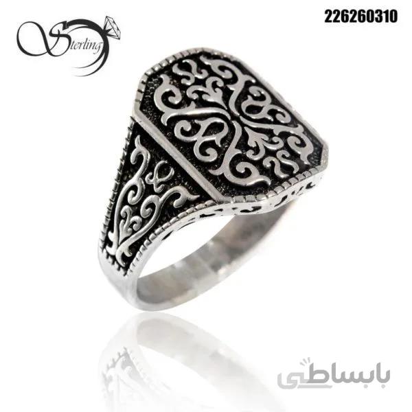 انگشتر سیاه قلم نقره مردانه کد:۱۶۴۸