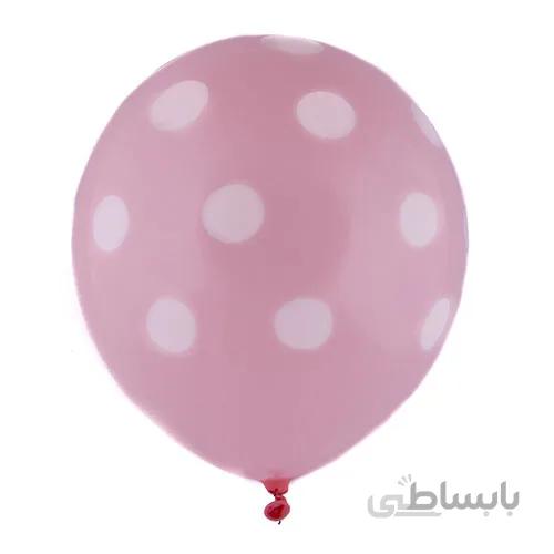 بادکنک لاتکس صورتی خال سفید
