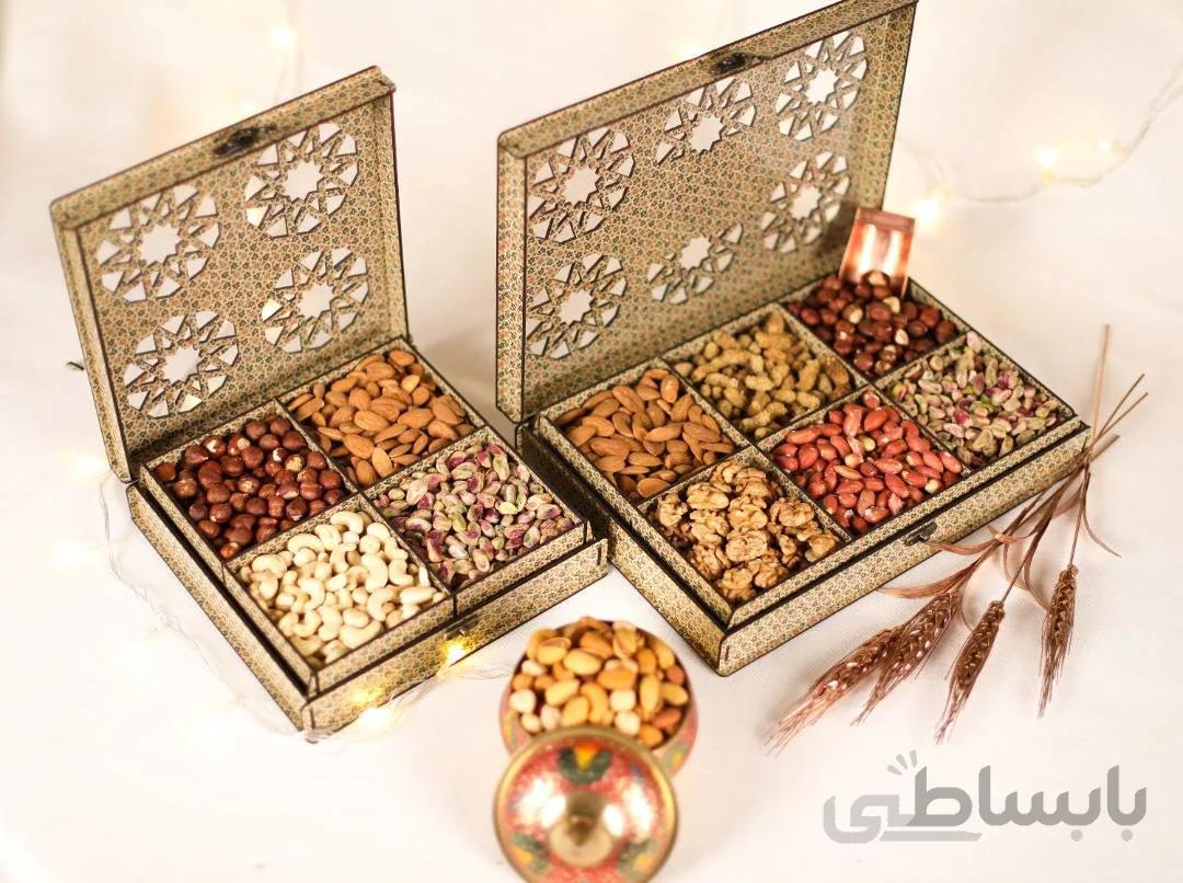 آجیل کادویی چهارمغز مشبک طرح اسلیمی