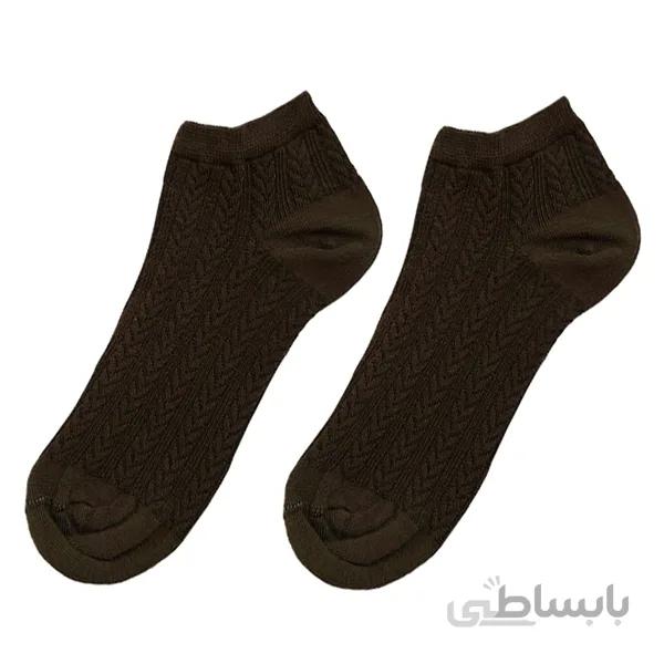 مدل جدید جوراب نخی طرح بافتنی زنانه ساق کوتاه سبز زیتونی کد PH497.7