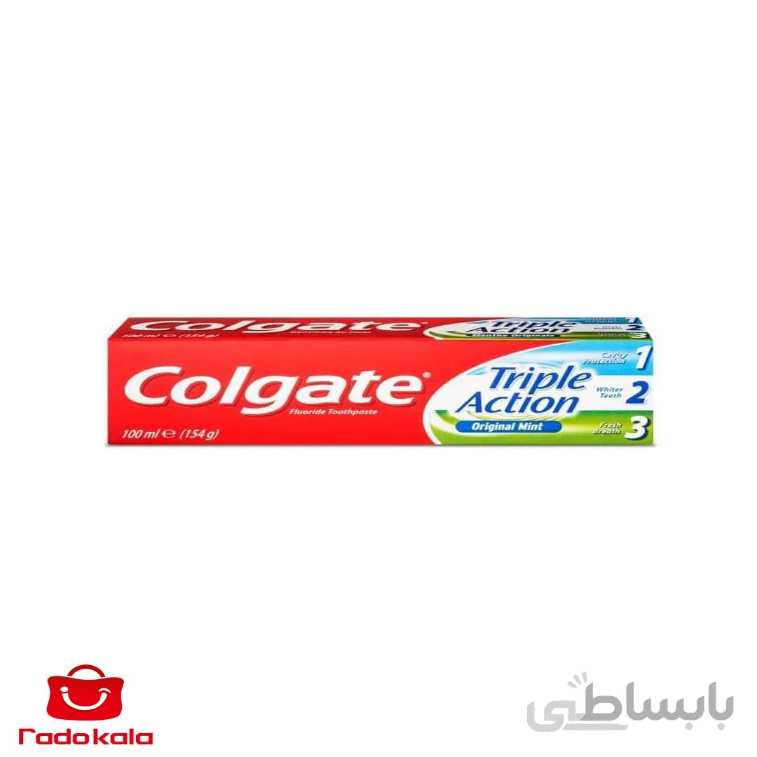 خمیر دندان تریپل اکشن سری اورجینال مینت کلگیت حجم 100 میل ا Toothpaste Original Mint Triple Action Colgate