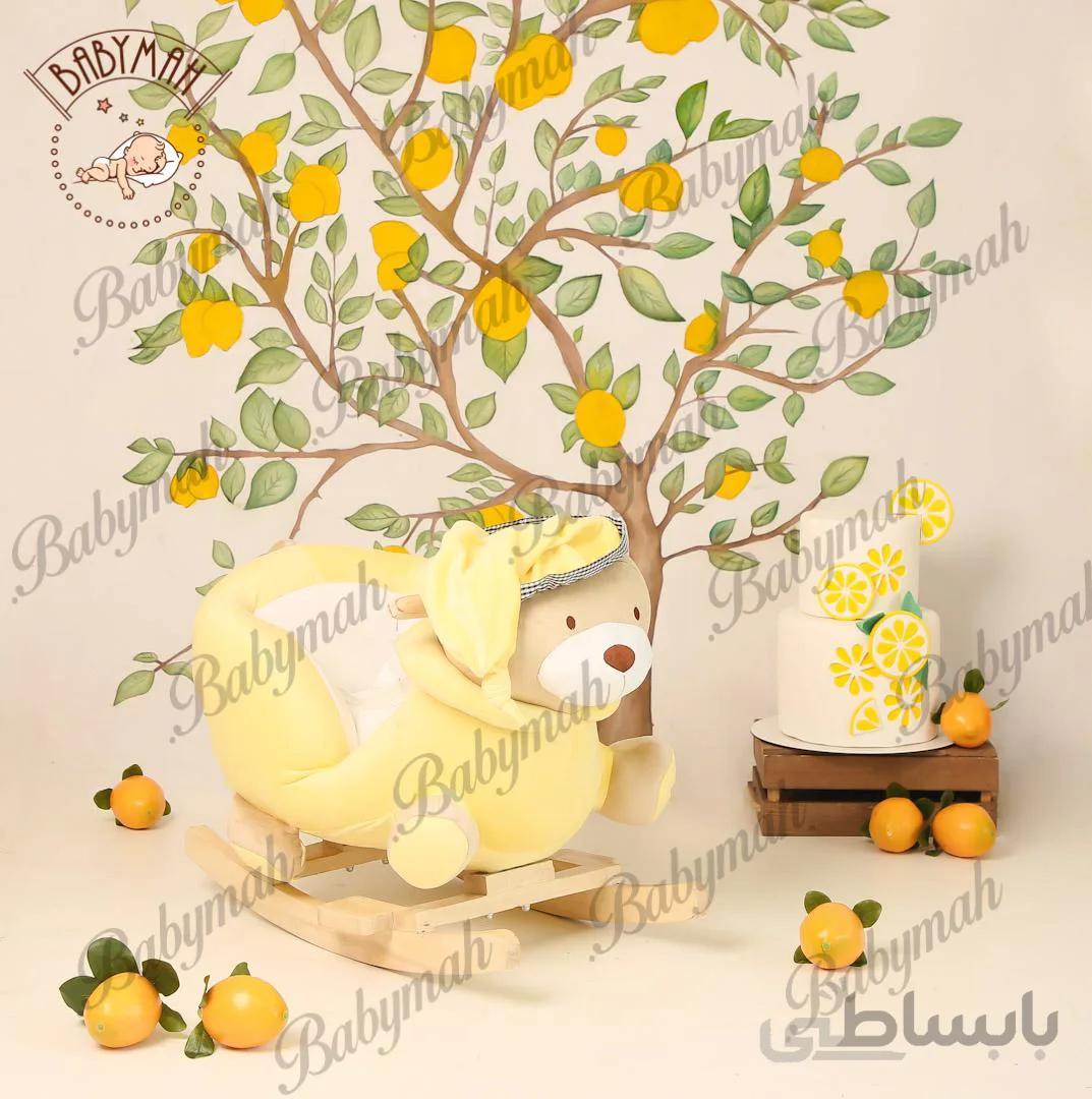 راکر کودک خرسی طرح نانان رنگ لیمویی