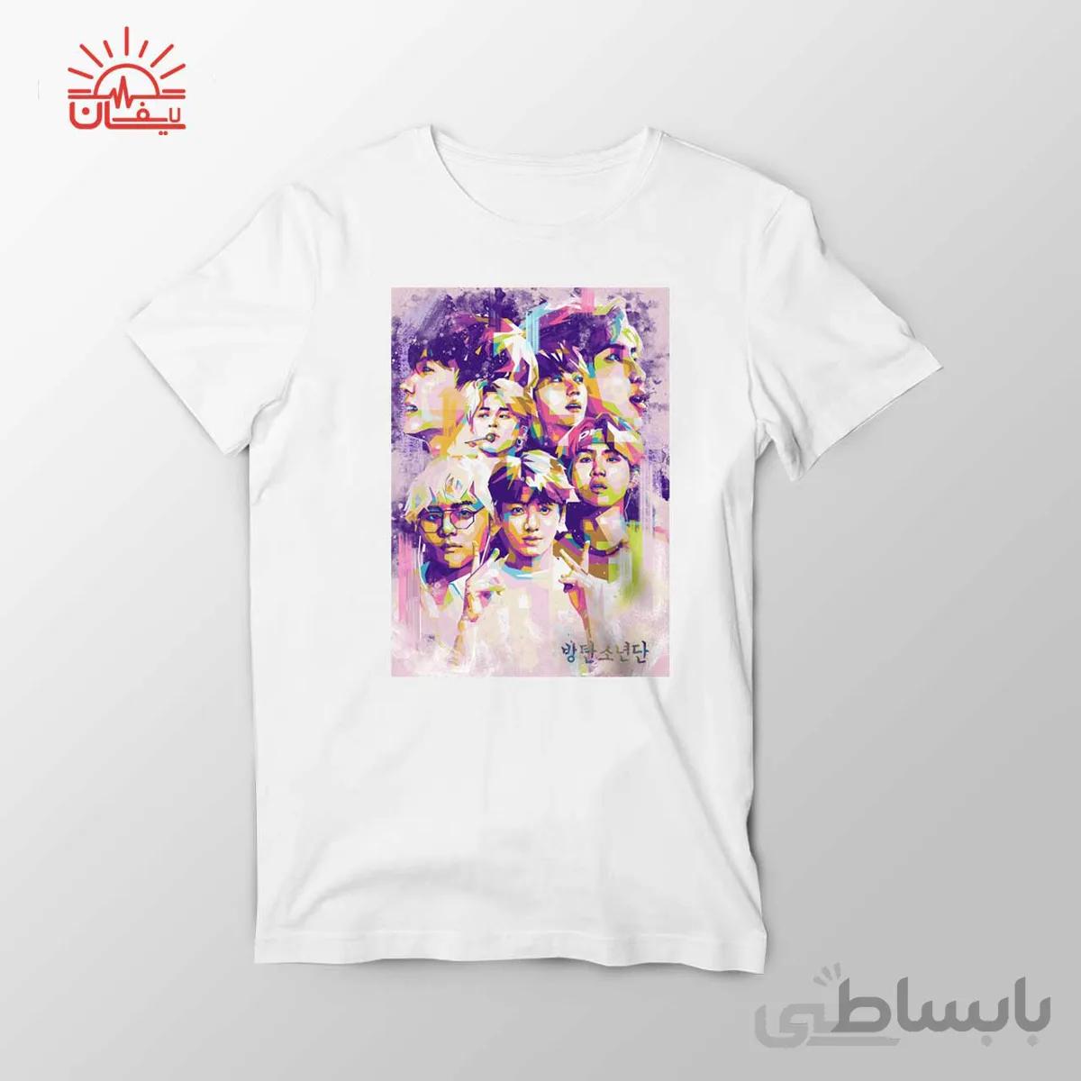 تیشرت سفید طرح bts