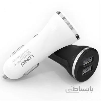 شارژر فندکی الدینیو مدل DL-C23 همراه با کابل لایتنینگ