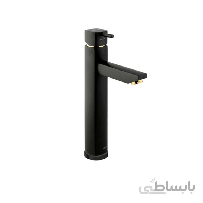 شیر روشویی پایه بلند شودر مدل یونیک مشکی طلایی