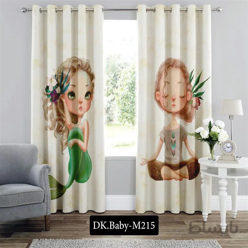 پرده پانچی (هازان و مخمل)کد DK.Baby.M215 طرح نوزادی پری دریایی
