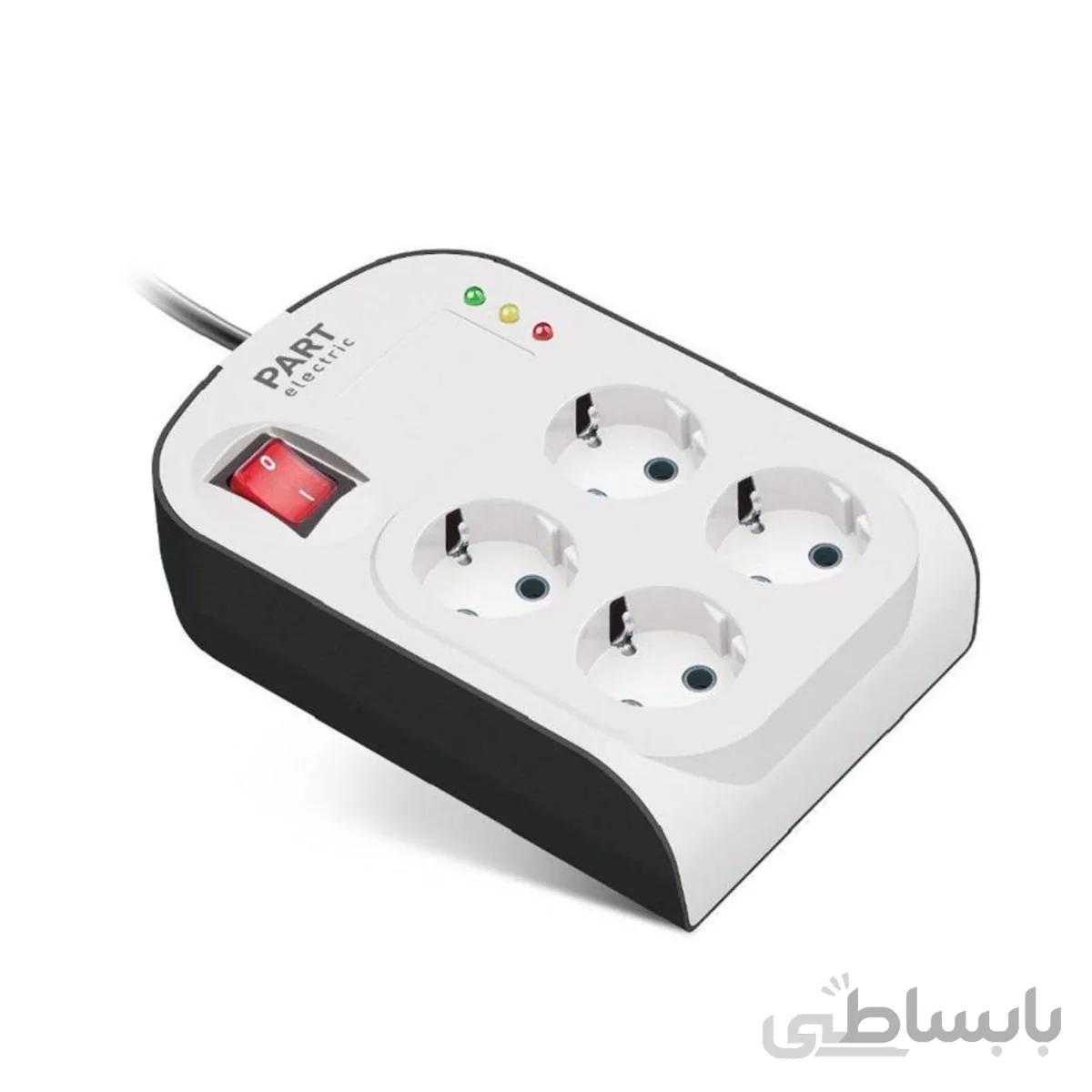 محافظ ولتاژ 4 خانه ارت دار با قفل کودک پارت الکتریک مدل پارت 8791