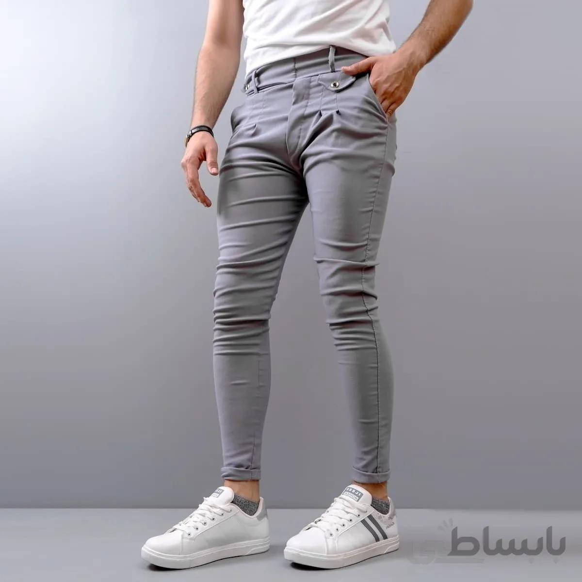 شلوار مردانه طوسی روشن مدل Aflak