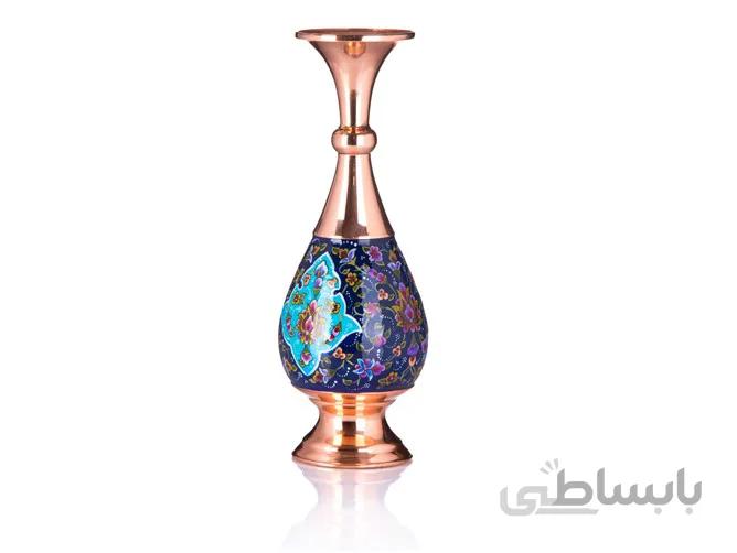 گلدان مس و پرداز ارتفاع 26 سانتی متر ا enamel and copper vase 26cm