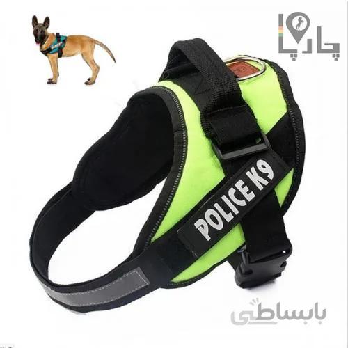 قلاده کتفی هارنس K9 پلیسی شبرنگ دار و محافظ سگ سایز متوسط M - سبز شبرنگ
