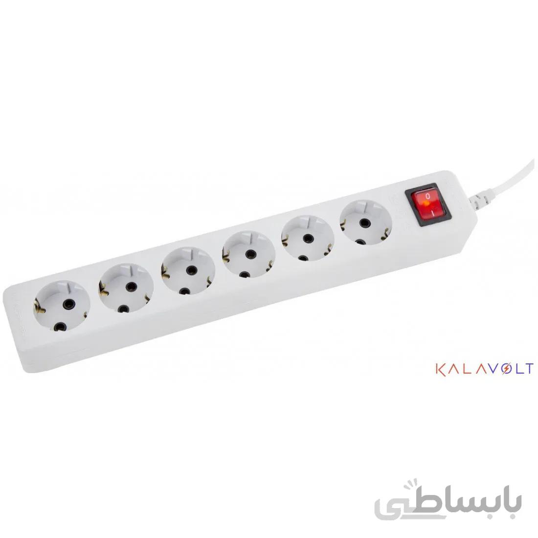 پریز شش خانه ارت دار با کلید پارت الکتریک مدل شهاب