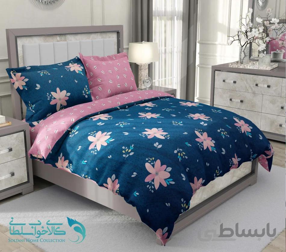 سرویس لحاف روتختی کارینا طرح فلورا آبی (Flora-B) کد 32 یک نفره