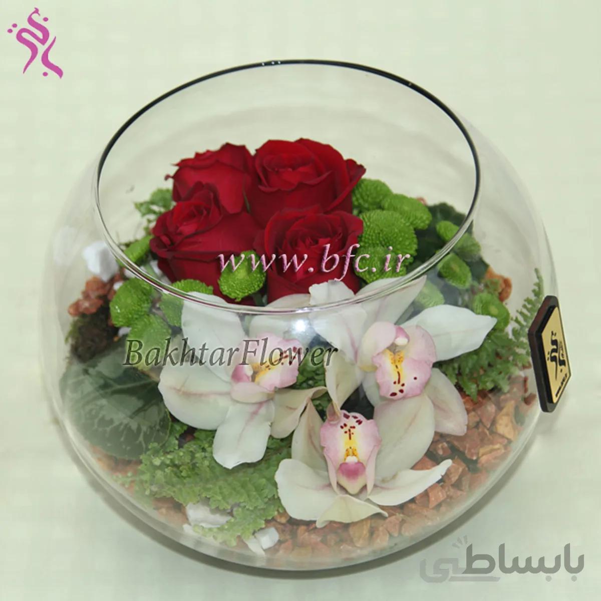 گلدان شیشه ای با گل کد 1079506