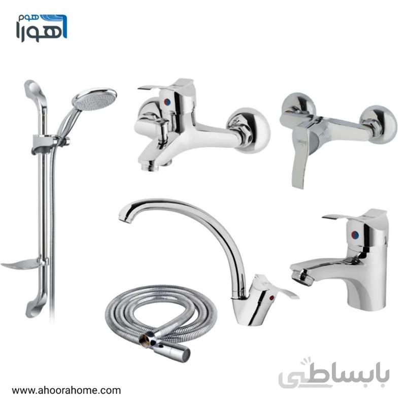 ست شیرآلات مدل موج علم دوشو شلنگ توالت