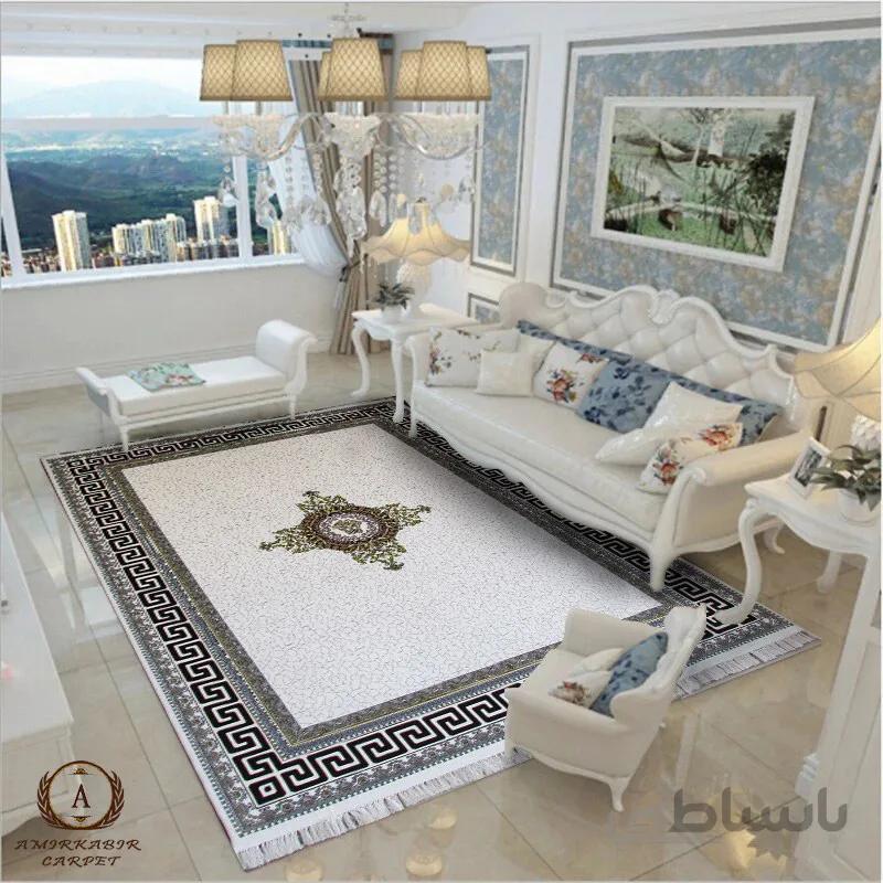 فرش ۷۰۰ شانه طرح ورساچه کرم