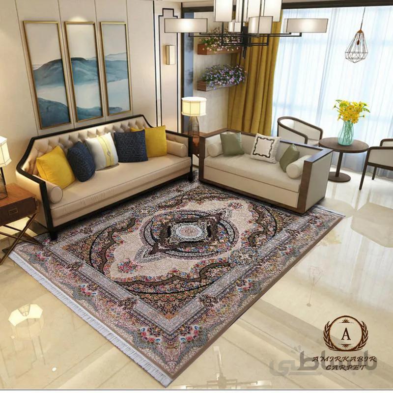 فرش 1200 شانه طرح کرشمه نسکافه ای