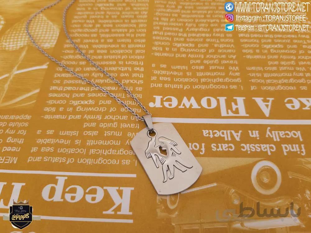 خرید گردنبند پلاک دو دختر استیل
