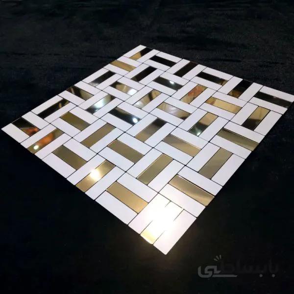 تایل بین کابینتی سفید طلایی کد R1081