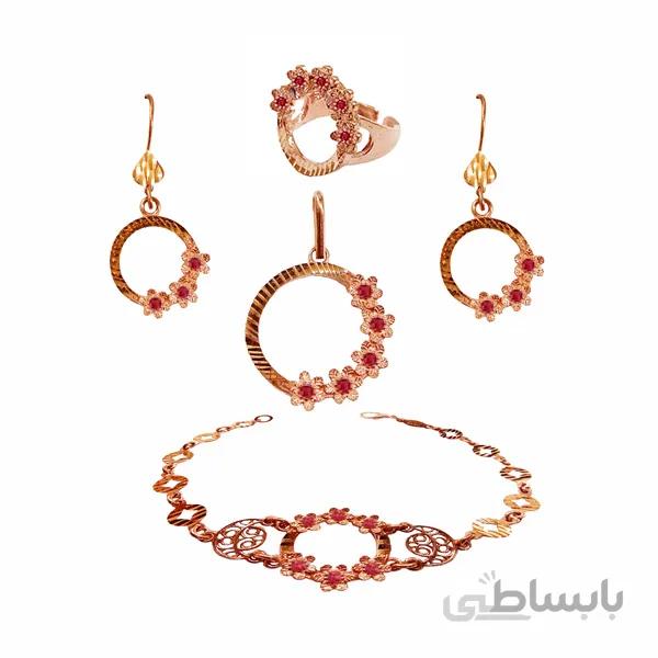 ست مسی گل شکوفه با مارگازیت قرمز کد JW356.1
