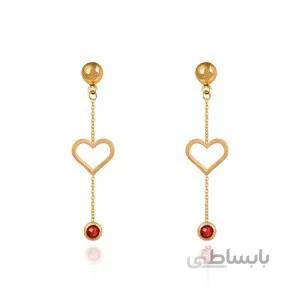 گوشواره طلا طرح قلب با آویز مارکو کد CE308