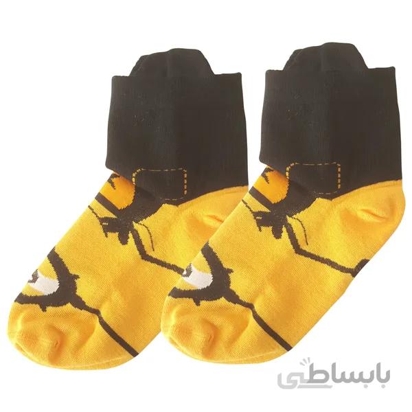 جوراب ساق کوتاه طرح دار زنانه کارتونی مشکی کد PH204