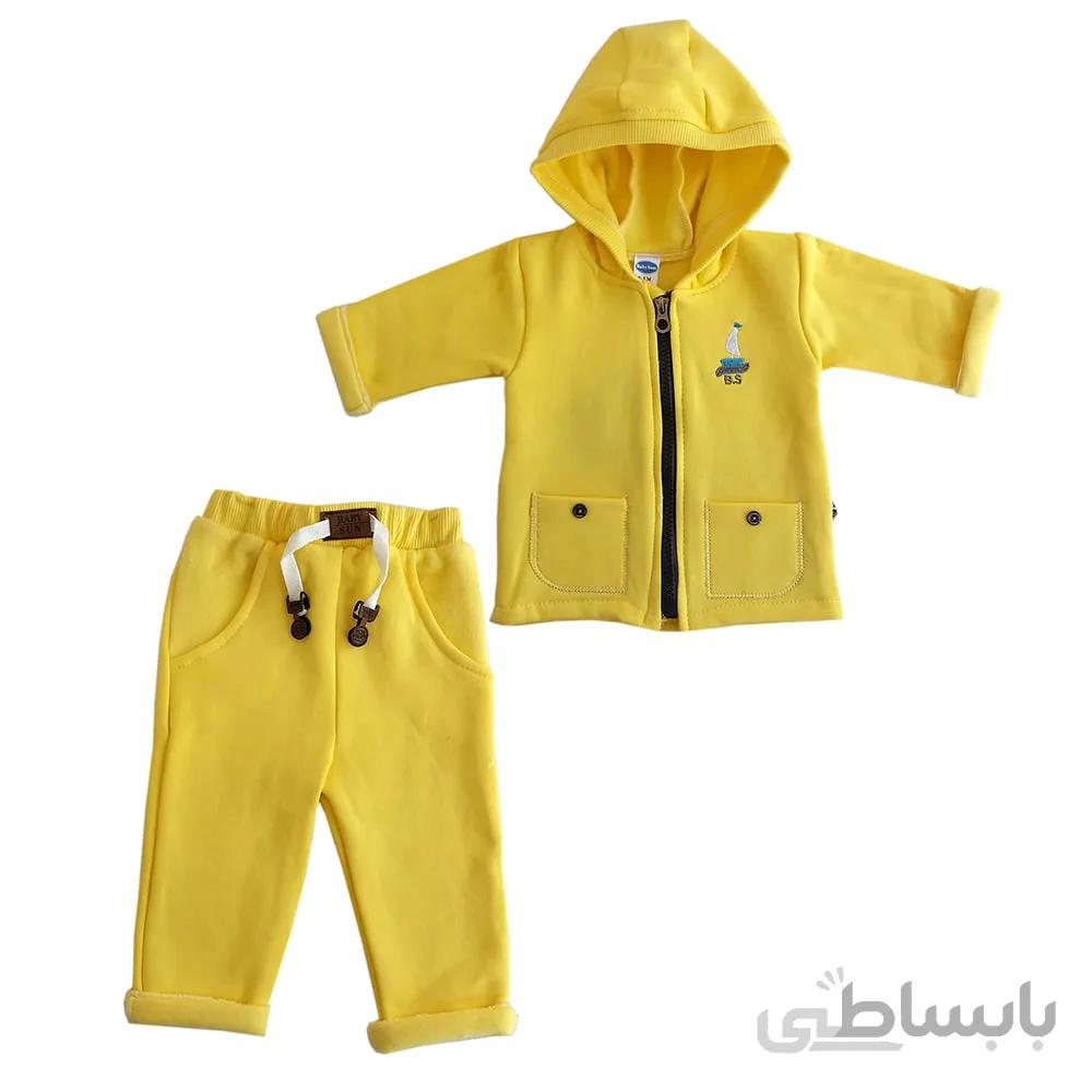 ست سویشرت و شلوار نوزادی بی بی سان کد yellow-937