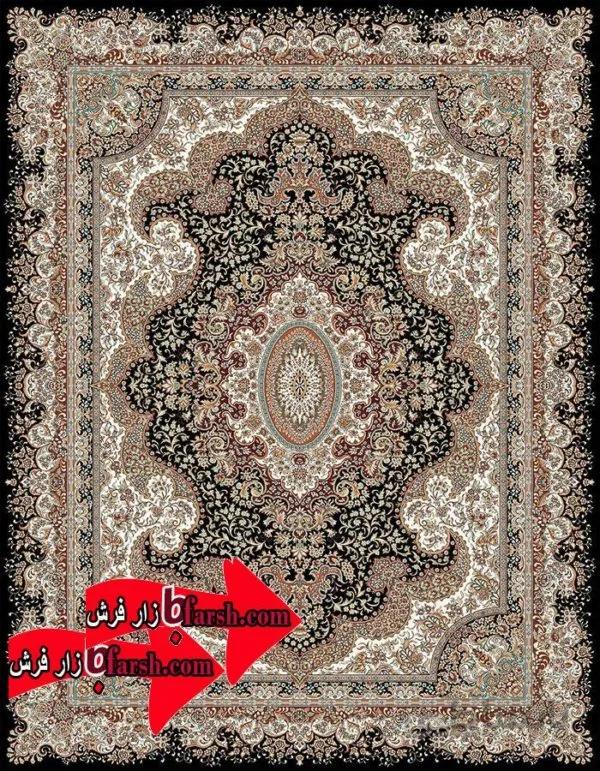 فرش کاشان طرح 700 شانه کشمیر سرمه ای