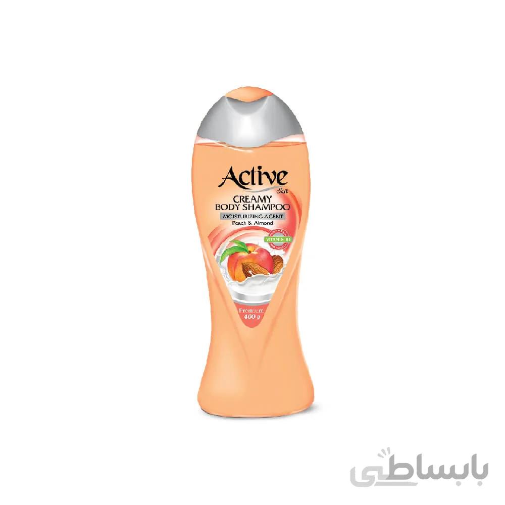 شامپو بدن کرمی هلو و بادام 400 گرمی اکتیو ا Active Peach And Almond Creamy Body Shampoo 400g