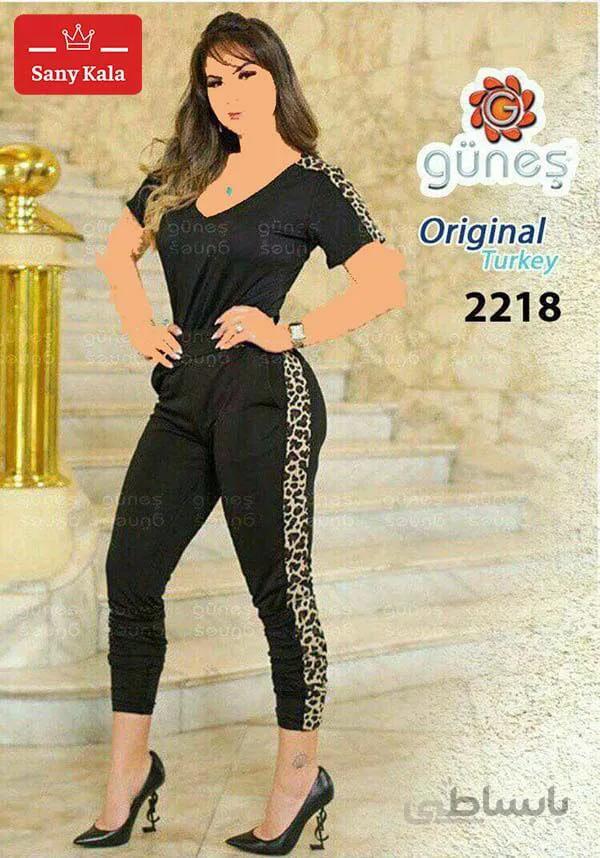 سِت اسپورت تي شرت و شلوار پلنگي günes (کد:2218) ا Günes leopard sport t-shirt and pants set