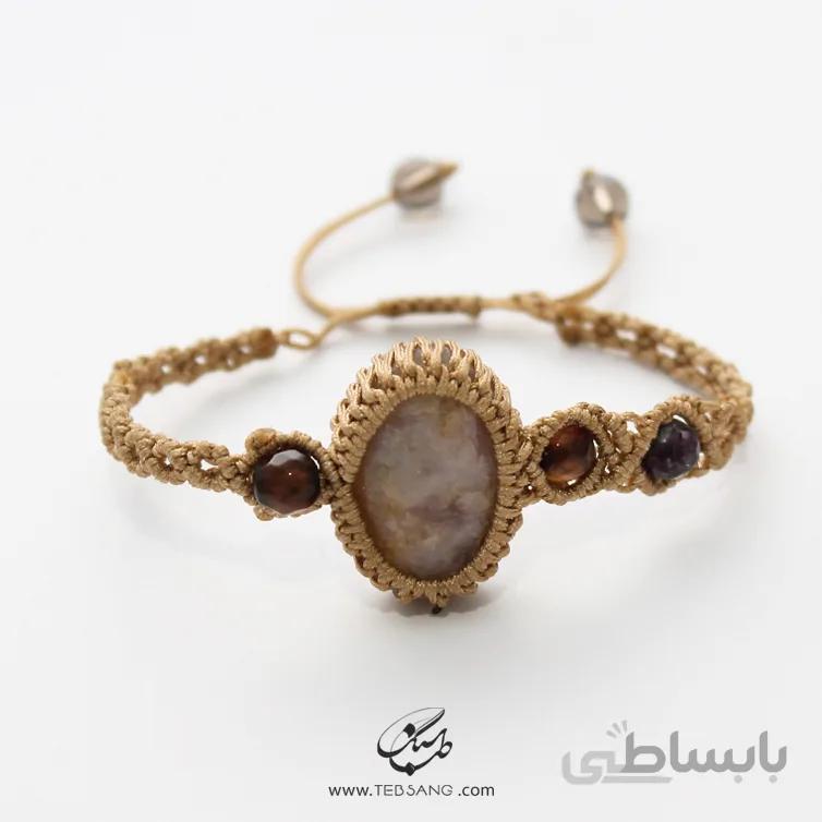 دستبند سنگ رُز کوارتز، کوارتز دودی، زئوسیت MB-106