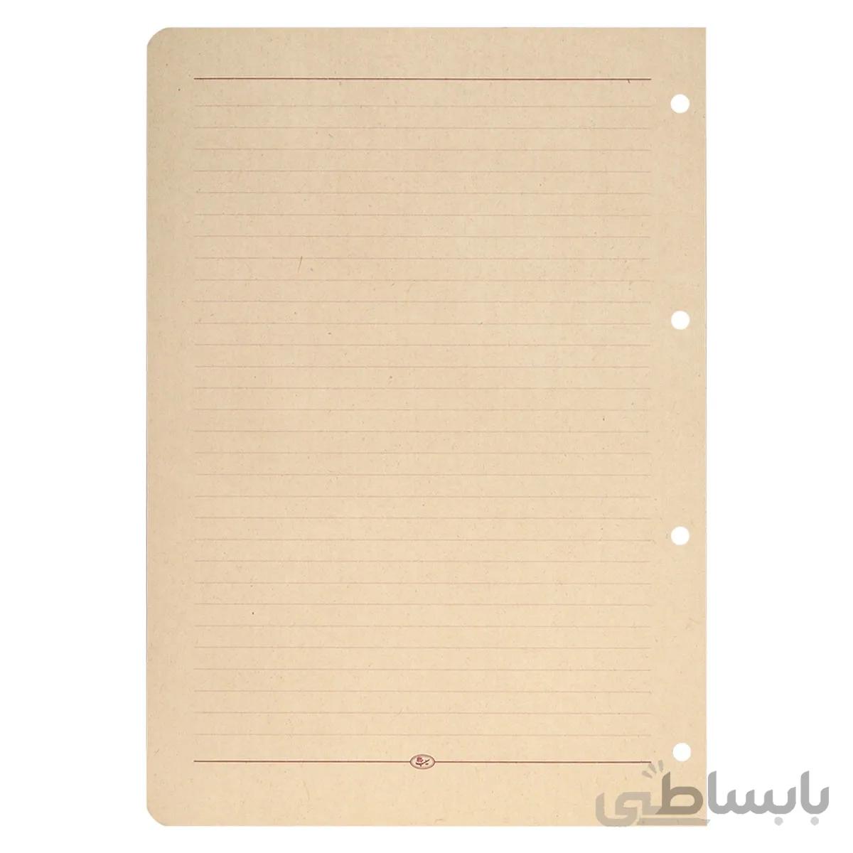 کاغذ کلاسور 4 حلقه نخودی خط دار بسته 80 برگی