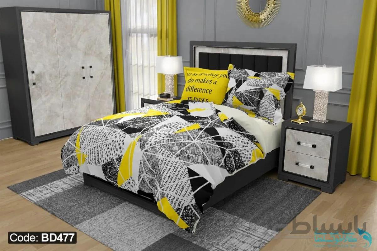 روتختی طرح هندسی برند دکو کد BD477 | دارای قابلیت تغییر رنگ پشت لحاف و ملحفه
