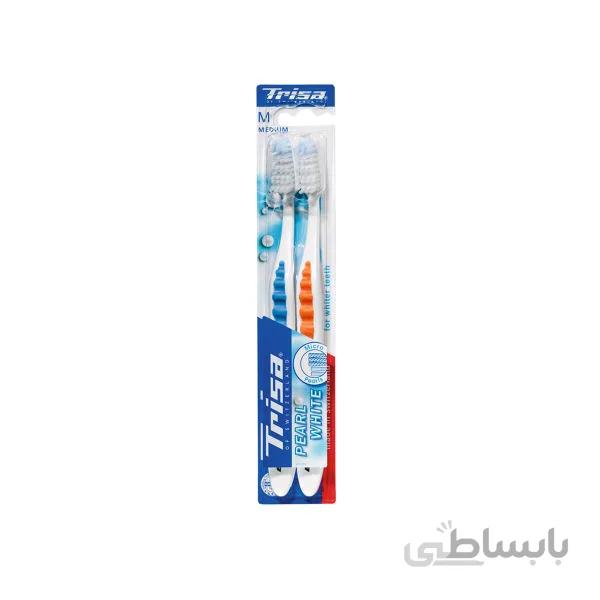 مسواک تریزا مدل Pearl White با برس متوسط - بسته 2 عددی