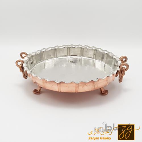 سینی مسی چکشی پایه دار کوچک