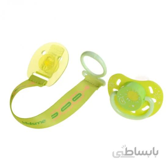 پستانک ارتودنسی کیدزمی با بند پارچه ای سایز M رنگ سبز Kidsme