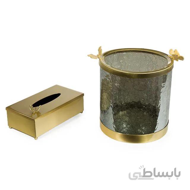 ست سطل و جا دستمال سالینو مدل استوانه برنزی کد B-416413