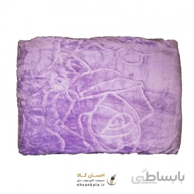 پتو دو نفره تیسا طرح گل برجسته | رنگ یاسی