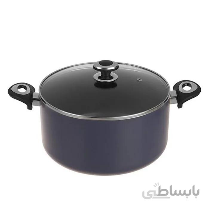 قابلمه سایز 28 گرانیتا زرشکی با درب شیشه ای زرساب کد GT-428R